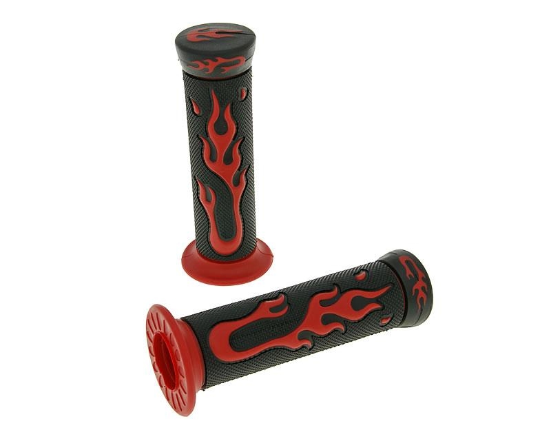 Zrcátka páčky řídítka - handlebar rubber grip set Flame black, red