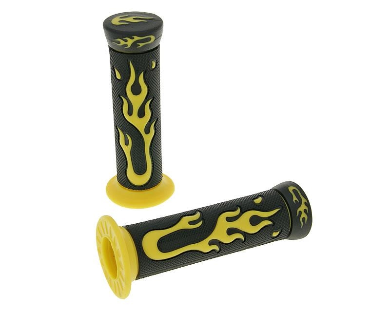 Zrcátka páčky řídítka - handlebar rubber grip set Flame black, yellow