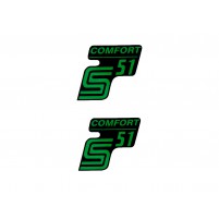 Nápis S51 Comfort samolepka černo-zelená 2 kusy pro Simson S51