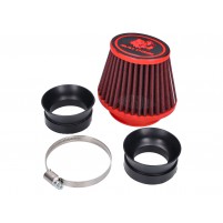 Vzduchový filtr Malossi Red Filter E18 Racing 42/50 / 60mm rovný červeno-černý pro karburátory Dellorto PHBH, Mikuni, Keihin